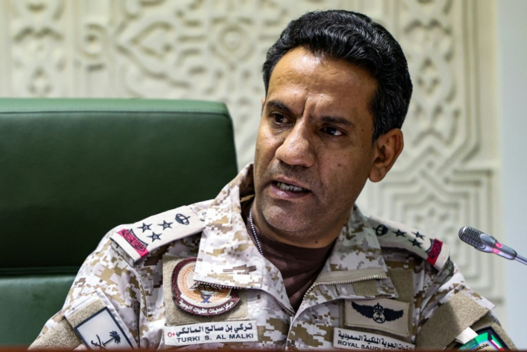 Le porte-parole de la coalition militaire dirigée par l'Arabie saoudite au Yémen, Turki al-Maliki, à Riyad, le 22 mars 2021 ( AFP / FAYEZ NURELDINE )