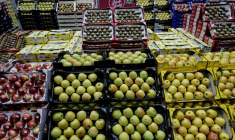 Des pommes en vente au marché de gros de Rungis, le 10 décembre 2025 ( AFP / STEPHANE DE SAKUTIN )
