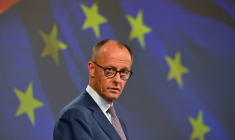 Le chancelier allemand Friedrich Merz, à Bruxelles, le 9 mai 2025 ( AFP / Nicolas TUCAT )