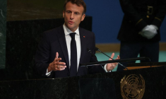 Le président Emmanuel Macron s'adresse à la 77e session de l'Assemblée générale des Nations unies  à New York