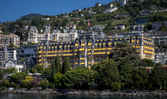 Le Montreux Palace, sur les rives du Lac Léman (illustration) ( AFP / FABRICE COFFRINI )