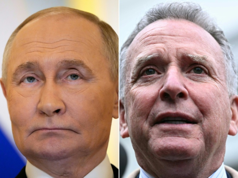 A gauche, le président russe Vladimir Poutine, le 12 novembre 2025 au Kremlin, à Moscou; à droite, l'émissaire américain Steve Witkoff, le 6 mars 2025 à la Maison Blanche, à Washington ( POOL / Alexander Zemlianichenko )