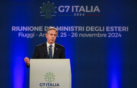 Le secrétaire d'État américain Antony Blinken assiste à une conférence du G7