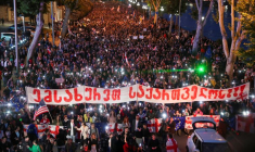 Manifestation contre la loi sur les "agents étrangers" et pour soutenir l'adhésion de la Géorgie à l'Union européenne, à Tbilissi