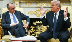 Donald Trump et Friedrich Merz, dans le Bureau ovale de la Maison blanche, le 3 mars 2026 ( AFP / ANDREW CABALLERO-REYNOLDS )