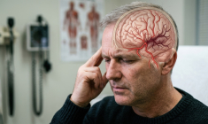 La maladie des petits vaisseaux cérébraux favorise les accidents vasculaires cérébraux (AVC), les troubles cognitifs, les difficultés en matière de marche ainsi que la perte d’autonomie. (crédit: Adobe Stock/photo générée par IA)