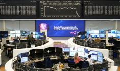 L'indice boursier allemand DAX photographié à la bourse de Francfort