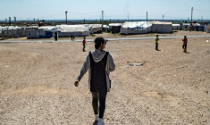 Emilie König dans le camp de détention Al-Roj au nord est de la Syrie le 28 mars 2021 ( AFP / DELIL SOULEIMAN )
