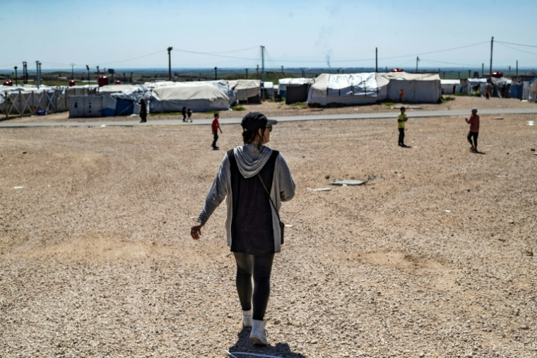 Emilie König dans le camp de détention Al-Roj au nord est de la Syrie le 28 mars 2021 ( AFP / DELIL SOULEIMAN )