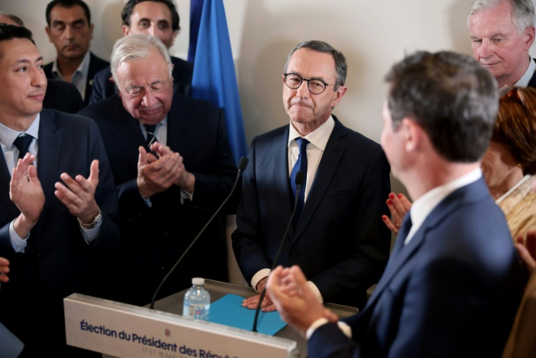 Le ministre de l'Intérieur Bruno Retailleau, élu à la tête de LR, à Paris,le 18 mai 2025. ( AFP / Kiran RIDLEY )