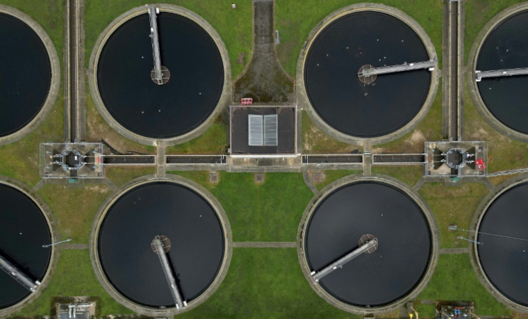 Une station d'épuration de l'entreprise Thames Water, près de Croydon, en Grande-Bretagne, le 14 mars 2025 ( AFP / Ben STANSALL )