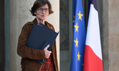 Agnès Firmin-Le Bodo à Paris, le 19 avril 2023. ( AFP / BERTRAND GUAY )
