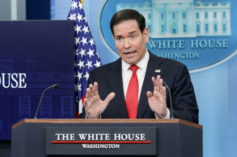 Le secrétaire d'Etat américain Marco Rubio s'exprime lors d'une conférence de presse à la Maison Blanche, le 5 mai 2026, à Washington ( GETTY IMAGES NORTH AMERICA / ALEX WONG )