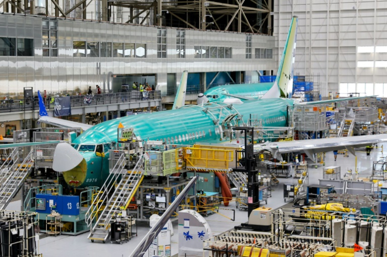 Des Boeing 737 MAX sur une ligne d'assemblage à l'usine de Renton, le 25 juin 2024 dans l'Etat de Washington ( POOL / Jennifer Buchanan )