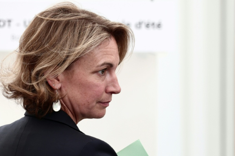 La secrétaire générale de la CFDT, Marylise Léon, à Boissy-la-Riviere (Essonne), le 26 août 2025. ( POOL / Thibaud MORITZ )