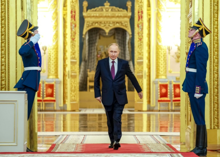 Photo diffusée par l'agence d'Etat russe Sputnik du président russe Vladimir Poutine au Kremlin, le 23 juin 2025 à Moscou ( POOL / Alexander KAZAKOV )