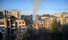Vue de Lviv, en Ukraine, après une frappe russe, le 30 juillet 2026. ( AFP / YURIY DYACHYSHYN )