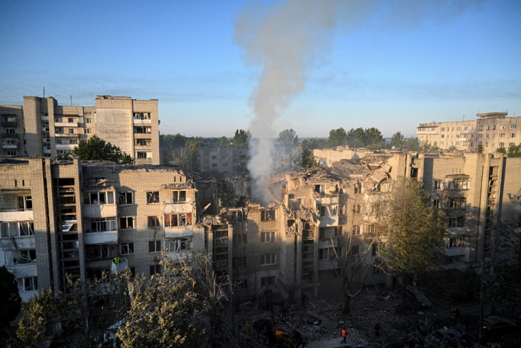 Vue de Lviv, en Ukraine, après une frappe russe, le 30 juillet 2026. ( AFP / YURIY DYACHYSHYN )