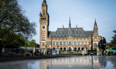 Le Palais de la Paix, qui abrite la Cour internationale de justice (CIJ), à La Haye, aux Pays-Bas, le 1er mai 2024 ( ANP / Remko de Waal )
