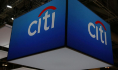 PHOTO DE DOSSIER : Le logo de Citigroup Inc. lors de la conférence bancaire et financière SIBOS à Toronto.