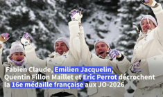 JO/Biathlon: les fans français saluent une victoire "magnifique" en relais