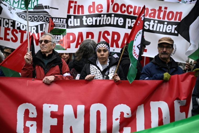 Manifestation en soutien aux Palestiniens de la bande de Gaza, le 29 novembre 2025 à Paris ( AFP / JULIEN DE ROSA )