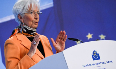 Christine Lagarde, présidente de la BCE, s'adresse aux médias à Francfort