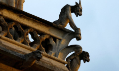 Vue des gargouilles ornant la Cathédrale Notre-Dame de Paris, cinq ans et demi après qu'un incendie a ravagé le chef-d'œuvre gothique, à la veille des cérémonies de réouverture à Paris