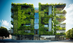 Le rafraîchissement passif, qui peut se concevoir en alternative ou en complément de la climatisation, s’appuie sur la ventilation naturelle et parfois la végétalisation des bâtiments. (crédit: Adobe Stock/photo générée par IA)