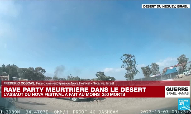 Rave party meurtrière en Israël : le père d'une rescapée témoigne sur France 24