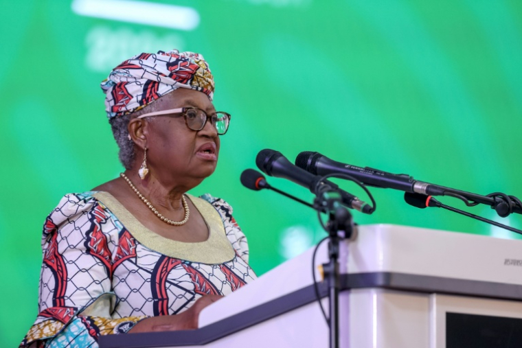 La directrice générale de l'Organisation mondiale du commerce (OMC), Ngozi Okonjo-Iweala, lors de la conférence ministérielle de l'OMC à Yaoundé, le 26 mars 2026 au Cameroun ( AFP / - )