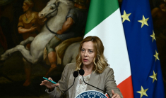 Giorgia Meloni à Rome, en Italie, le 22 mai 2025. ( AFP / FILIPPO MONTEFORTE )
