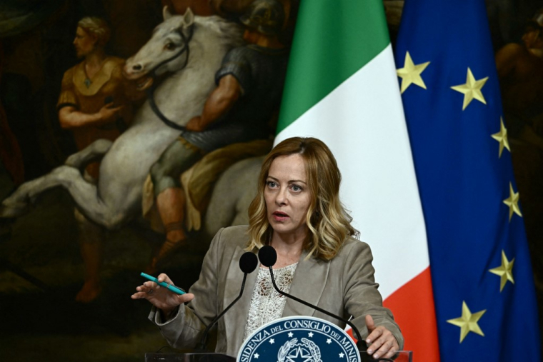 Giorgia Meloni à Rome, en Italie, le 22 mai 2025. ( AFP / FILIPPO MONTEFORTE )