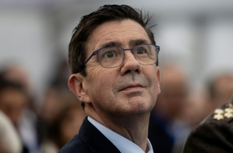 Pierre Eric Pommellet, PDG de Naval Groupe à Lorient, dans le Morbihan, le 18 décembre 2025 ( AFP / Fred TANNEAU )