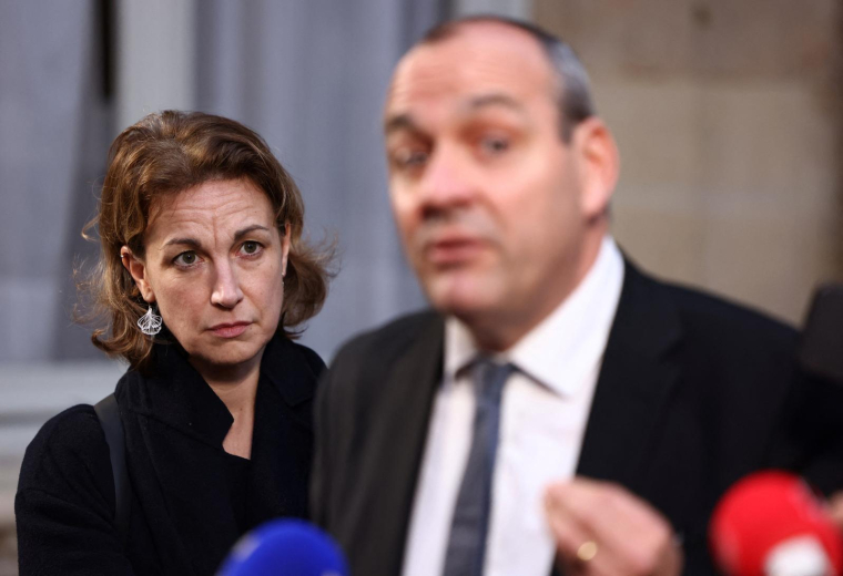 Marylise Leon et Laurent Berger, le 3 janvier 2023, à Paris ( AFP / THOMAS SAMSON )