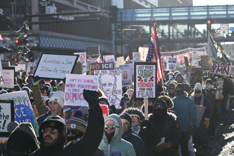 Manifestation contre la police de l'immigration (ICE) à Minneapolis, le 30 janvier 2026 dans le Minnesota ( AFP / ROBERTO SCHMIDT )