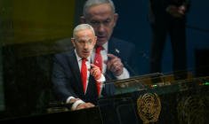 Le Premier ministre israélien Benjamin Netanyahu à la tribune de l'ONU, le 24 septembre 2026 à New York ( AFP / ANGELA WEISS )
