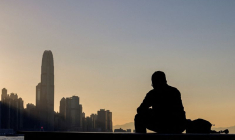 Immeubles sur le port de Victoria à Hong Kong