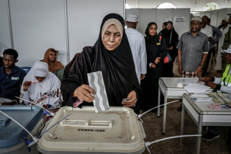 Jour de vote à Stone Town sur l'île de Zanzibar en Tanzanie, le 29 octobre 2025 ( AFP / Marco Longari )
