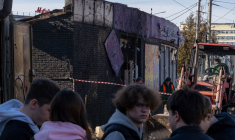 Un bâtiment endommagé par une frappe ukrainienne à Briansk, en Russie, le 11 mars 2026. ( AFP / ANDREY BORODULIN )