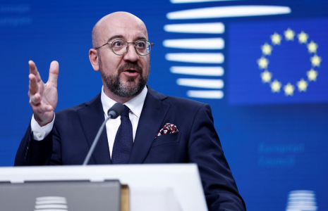 Charles Michels, le 18 avril 2024, à Bruxelles ( AFP / KENZO TRIBOUILLARD )