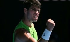 L'Espagnol Carlos Alcaraz lors de l'Open d'Australie, le 30 janvier 2026 ( AFP / WILLIAM WEST )