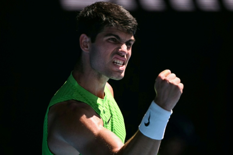 L'Espagnol Carlos Alcaraz lors de l'Open d'Australie, le 30 janvier 2026 ( AFP / WILLIAM WEST )