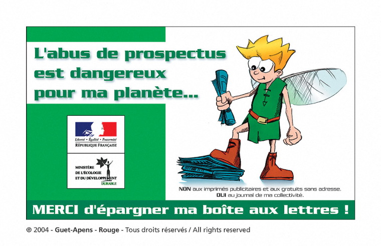 Une reproduction d'un autocollant de l'opération "Stop pub" lancée par le gouvernement, en 2004 (illustration) ( AFP / )