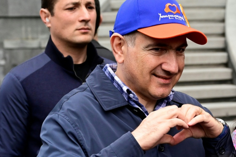 Le Premier ministre arménien Nikol Pashinyan à Gyumri le 19 avril 2026, en Arménie ( AFP / KAREN MINASYAN )