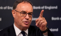 Andrew Bailey, gouverneur de la Banque d'Angleterre, lors d'une conférence de presse à Londres