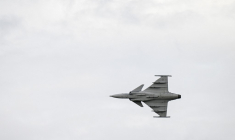 Un avion de chasse Gripen E, dans le ciel de Linkoping, en Suède (illustration) ( AFP / JONATHAN NACKSTRAND )