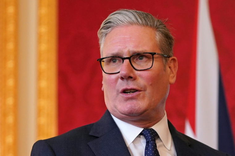 Le Premier ministre britannique Keir Starmer s'exprime lors d'une réception à Lancaster House, dans le centre de Londres, le 15 septembre 2025 ( POOL / Alberto Pezzali )