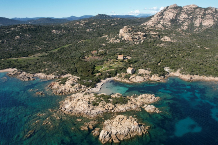 Vue aérienne partielle du domaine de Murtoli, en Corse, le 20 avril 2023 ( AFP / - )