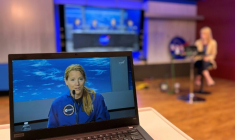 L'astronaute française Sophie Adenot (g), membre du programme Crew-12, lors d'une conférence de presse au Centre spatial Johnson de la Nasa, le 30 janvier 2026 à Houston, au Texas ( AFP / Moisés ÁVILA )